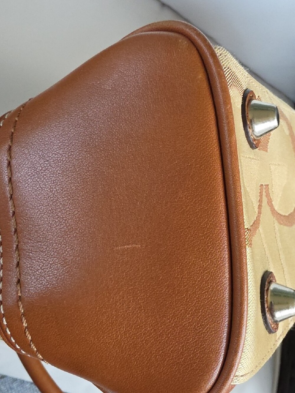 Coach Hampton Optic Tan and White Signature Stripe Satchel - Picture 10 of 16